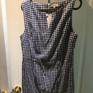 Fitted shift dress XL petite navy checkered